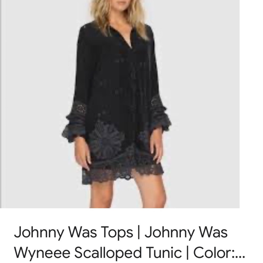 Johnny Was Black Wyneee Crochet Hem Tunic Sz S